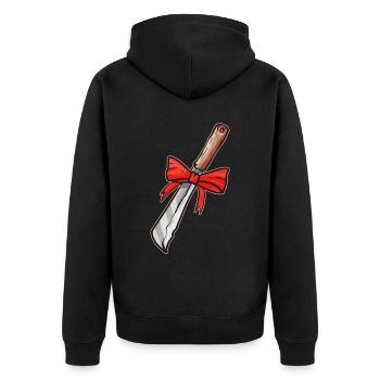 Knife With Bow As Present For Christmas Halloween - Unisex Premium Bio Zip Hoodie - Schwarz - Hinten - Nico (187cm)