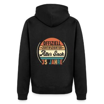 35. Geburtstag 35 Jahre - Unisex Premium Bio Zip Hoodie - Schwarz - Hinten - Nico (187cm)