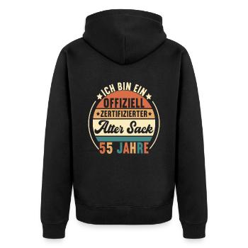 55. Geburtstag 55 Jahre - Unisex Premium Bio Zip Hoodie - Schwarz - Hinten - Nico (187cm)