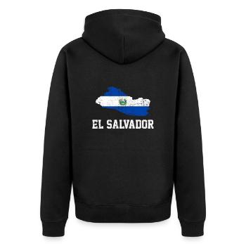 el salvador map, el salvador - Unisex Premium Bio Zip Hoodie - Schwarz - Hinten - Nico (187cm)