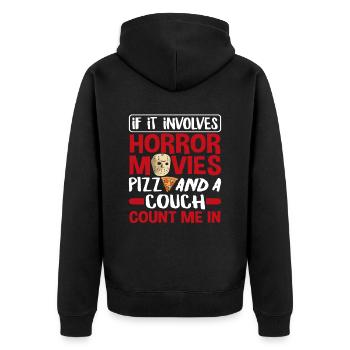 Horror Movies Pizza Movie Night - Unisex Premium Organic Zip Hoodie - black - Back - Nico (187cm)