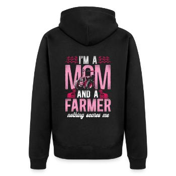 Farming Farmer Mom Mother Tractor - Unisex Premium Bio Zip Hoodie - Schwarz - Hinten - Nico (187cm)