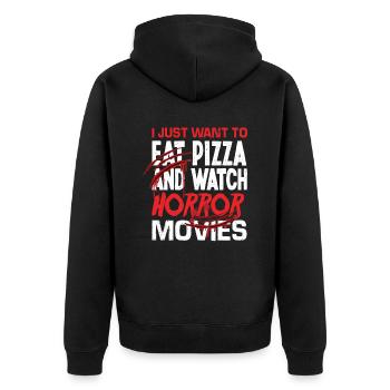 Horror Movies Pizza Food - Unisex Premium Organic Zip Hoodie - black - Back - Nico (187cm)