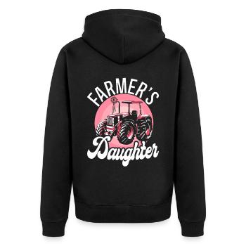 Farming Farmer Daughter Tractor - Unisex Premium Organic Zip Hoodie - black - Back - Nico (187cm)