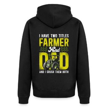 Farming Farmer Dad Father Tractor - Unisex Premium Organic Zip Hoodie - black - Back - Nico (187cm)