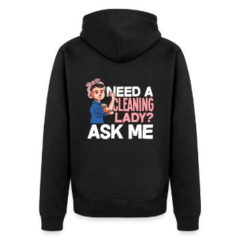 Haushälterin Reinigungskraft - Unisex Premium Bio Zip Hoodie - Schwarz - Hinten - Nico (187cm)