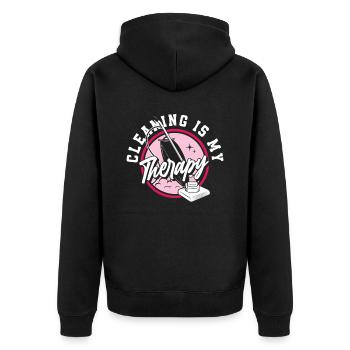 Haushälterin Therapie - Unisex Premium Bio Zip Hoodie - Schwarz - Hinten - Nico (187cm)