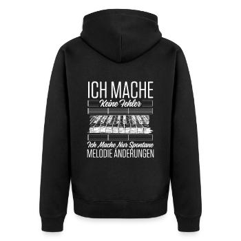 Ich Mache Keine Fehler Ich Mache Nur Spontane Melo - Unisex Premium Bio Zip Hoodie - Schwarz - Hinten - Nico (187cm)