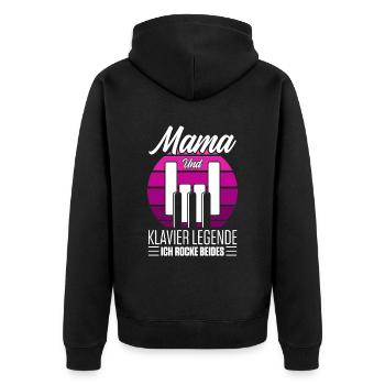 Mama Und Klavier Legende Ich Rocke Beides - Unisex Premium Bio Zip Hoodie - Schwarz - Hinten - Nico (187cm)