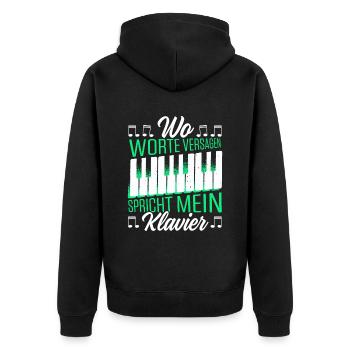 Wo Worte Versagen, Spricht Mein Klavier - Unisex Premium Bio Zip Hoodie - Schwarz - Hinten - Nico (187cm)