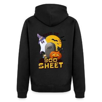 Halloween C’est le cimetière fantôme de Boo Sheet - Veste à capuche bio Premium Unisexe - noir - Dos - Nico (187cm)