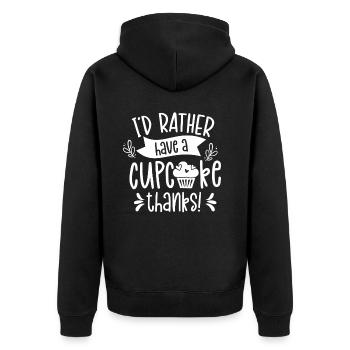 Ich Hätte Lieber Einen Cupcake Danke Süß Cupcakes - Unisex Premium Bio Zip Hoodie - Schwarz - Hinten - Nico (187cm)