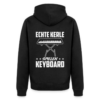 Echte Kerle Spielen Keyboard - Unisex Premium Bio Zip Hoodie - Schwarz - Hinten - Nico (187cm)