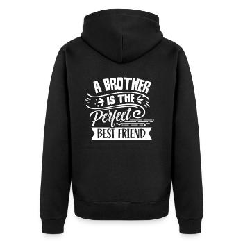 A brother is the perfect best friend brothers - Unisex Premium Organic Zip Hoodie - black - Back - Nico (187cm)