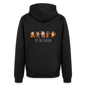 Latte Macchiato Kaffee - Unisex Premium Bio Zip Hoodie - Schwarz - Hinten - Nico (187cm)