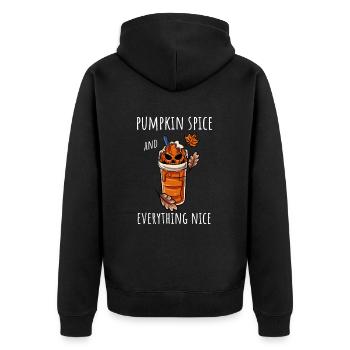 Coffee Drinker Pumpkin Autumn - Unisex Premium Organic Zip Hoodie - black - Back - Nico (187cm)