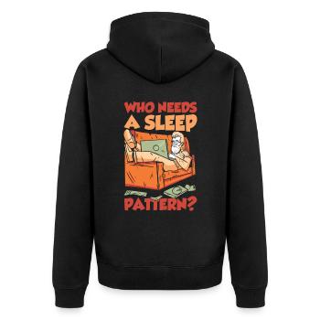 Wer Braucht Einen Schlafrhythmus Nachtschicht - Unisex Premium Bio Zip Hoodie - Schwarz - Hinten - Nico (187cm)