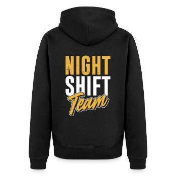 Nachtschicht Team Kollege Nacht Schicht Arbeit - Unisex Premium Bio Zip Hoodie - Schwarz - Hinten - Nico (187cm)