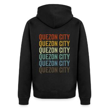Quezon City Philippinen Retro Vintage - Unisex Premium Bio Zip Hoodie - Schwarz - Hinten - Nico (187cm)