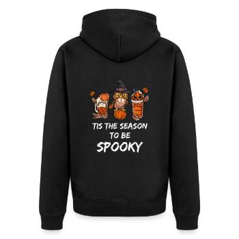 Eule Kaffee - Unisex Premium Bio Zip Hoodie - Schwarz - Hinten - Nico (187cm)