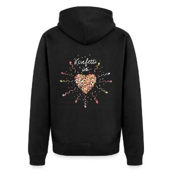 Konfetti im Herz Karneval Fasching Jeck Kölnerin - Unisex Premium Bio Zip Hoodie - Schwarz - Hinten - Nico (187cm)