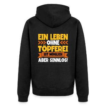 Töpfern - Unisex Premium Bio Zip Hoodie - Schwarz - Hinten - Nico (187cm)