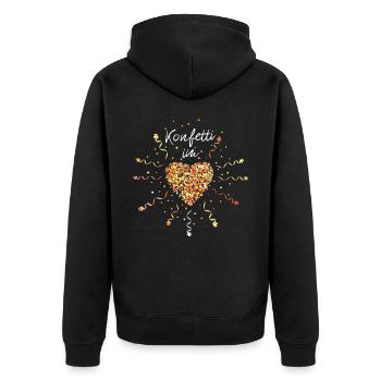 Konfetti im Herz Karneval Fasching Kostümersatz - Unisex Premium Bio Zip Hoodie - Schwarz - Hinten - Nico (187cm)