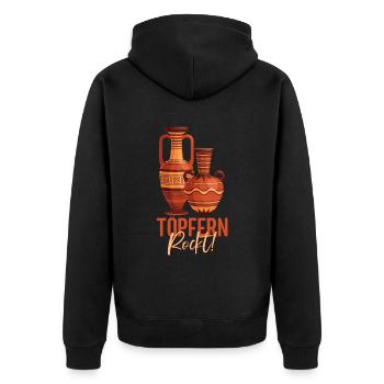 Töpfern - Unisex Premium Bio Zip Hoodie - Schwarz - Hinten - Nico (187cm)