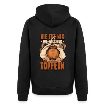Töpfern - Unisex Premium Bio Zip Hoodie - Schwarz - Hinten - Nico (187cm)