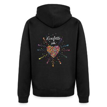 Konfetti im Herz Karneval Fasching Rosenmontag - Unisex Premium Bio Zip Hoodie - Schwarz - Hinten - Nico (187cm)