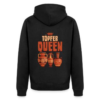 Töpfern - Unisex Premium Bio Zip Hoodie - Schwarz - Hinten - Nico (187cm)
