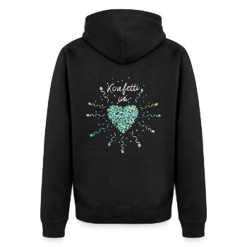 Konfetti im Herz Karneval Fasching Kostümersatz - Unisex Premium Bio Zip Hoodie - Schwarz - Hinten - Nico (187cm)