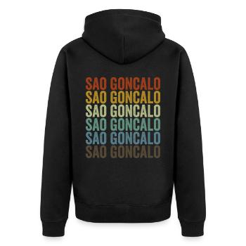 Sao Goncalo Brasilien Retro Vintage - Unisex Premium Bio Zip Hoodie - Schwarz - Hinten - Nico (187cm)