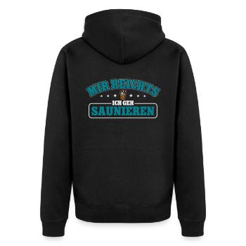 Sauna - Unisex Premium Bio Zip Hoodie - Schwarz - Hinten - Nico (187cm)