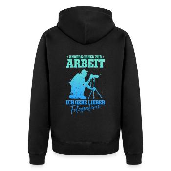 Fotografieren Fotografen - Unisex Premium Bio Zip Hoodie - Schwarz - Hinten - Nico (187cm)
