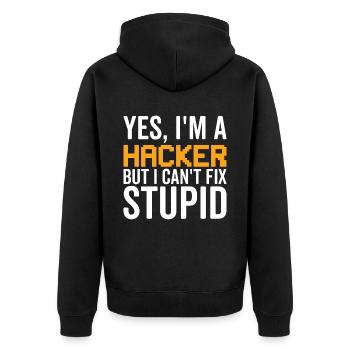 Stupide - Hacker - Veste à capuche bio Premium Unisexe - noir - Dos - Nico (187cm)