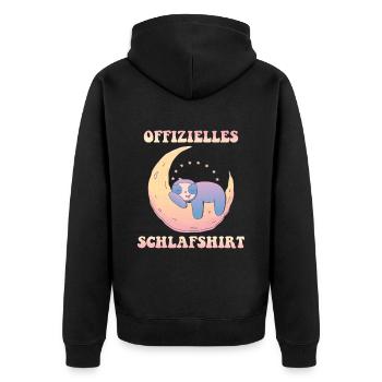 Offzielles Schlafshirt Faultier - Unisex Premium Bio Zip Hoodie - Schwarz - Hinten - Nico (187cm)