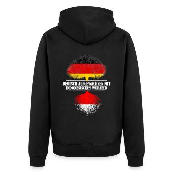 Deutsch mit indonesischen Wurzeln - Unisex Premium Bio Zip Hoodie - Schwarz - Hinten - Nico (187cm)