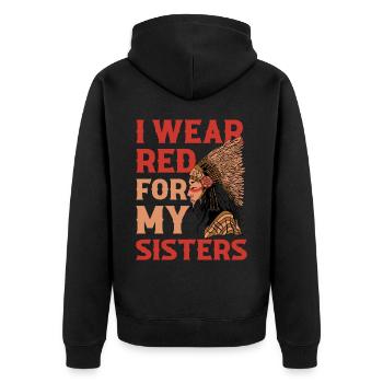 Red For My Sisters Native American Gift - Unisex Premium Organic Zip Hoodie - black - Back - Nico (187cm)