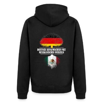 Deutsch mit mexikanischen Wurzeln - Unisex Premium Bio Zip Hoodie - Schwarz - Hinten - Nico (187cm)