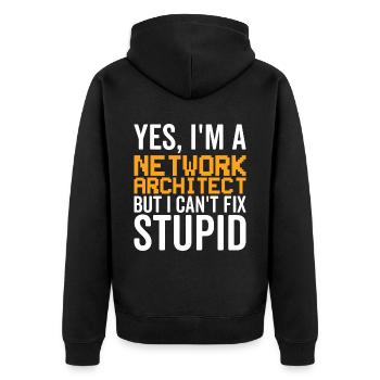 Stupide - Architecte réseau - Veste à capuche bio Premium Unisexe - noir - Dos - Nico (187cm)
