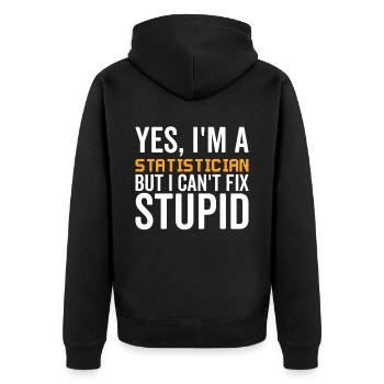 Stupid - Statistician - Unisex Premium Organic Zip Hoodie - black - Back - Nico (187cm)