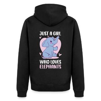 Just A Girl Who Loves Elephants Elephant Gift - Unisex Premium Organic Zip Hoodie - black - Back - Nico (187cm)