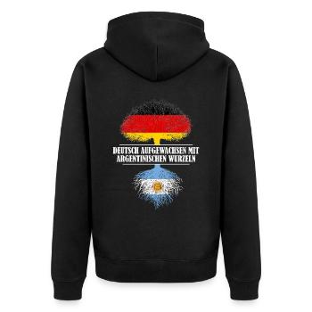 Deutsch mit argentinischen Wurzeln - Unisex Premium Bio Zip Hoodie - Schwarz - Hinten - Nico (187cm)