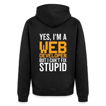 Stupid - Développeur Web - Veste à capuche bio Premium Unisexe - noir - Dos - Nico (187cm)