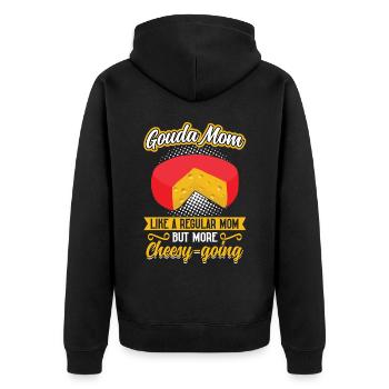 Gouda Mom - but with more cheese lust - Unisex Premium Organic Zip Hoodie - black - Back - Nico (187cm)