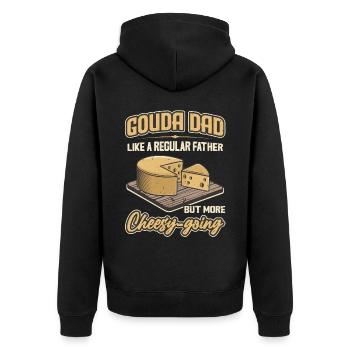Gouda Dad - But With More Cheese Lust - Unisex Premium Organic Zip Hoodie - black - Back - Nico (187cm)