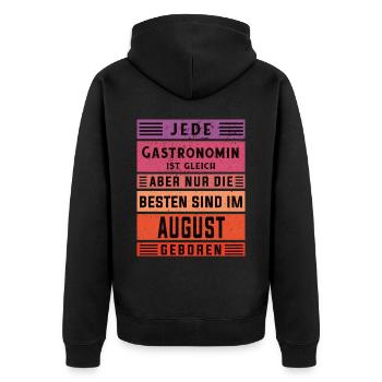 Restaurant Wirt Geburtstag August geboren - Unisex Premium Bio Zip Hoodie - Schwarz - Hinten - Nico (187cm)