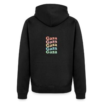 Vintage 70s Hippie Palestine City - Retro Gaza - Veste à capuche bio Premium Unisexe - noir - Dos - Nico (187cm)