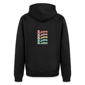 Vintage 70er Hippie Nigeria Stadt - Retro Kano - Unisex Premium Bio Zip Hoodie - Schwarz - Hinten - Nico (187cm)